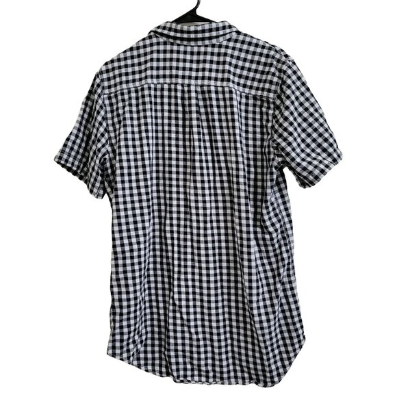 On the Byas Button Up Shirt Mens Size Large Gingham Short Sleeve Black White - Picture 2 of 5